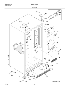 Cabinet Diagram and Parts List for FRSR25V5AQ1  Frigidaire Refrigerator
