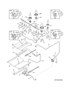 Burner Diagram and Parts List for FGGS3065PWD  Frigidaire Range
