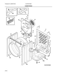 Cabinet/Drum Diagram and Parts List for ELFE7337AW0  Frigidaire Dryer