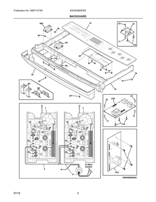 Backguard Diagram and Parts List for EW30IS80RSD  Frigidaire Range