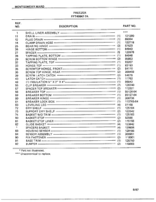 Freezer Page 4 Diagram and Parts List for 49847-7A  Frigidaire Freezer