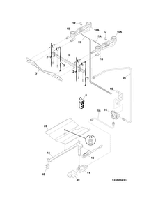 Burner Diagram and Parts List for FFGF3005MWB  Frigidaire Range