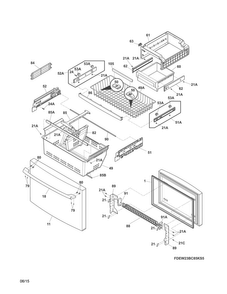 Freezer Drawer, Baskets Diagram and Parts List for EW23BC85KSAA  Electrolux Refrigerator