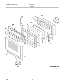 Door Diagram and Parts List for CGEH3047VFD  Frigidaire Range