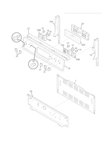 Backguard Diagram and Parts List for LGEF3043KFH  Frigidaire Range