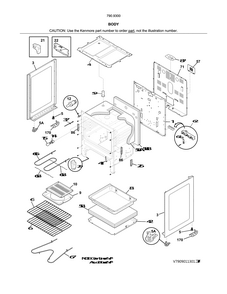 Body Diagram and Parts List for 79093002313  Kenmore Range
