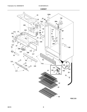 03 - CABINET Diagram and Parts List for KCGM180RQYA  Frigidaire Freezer