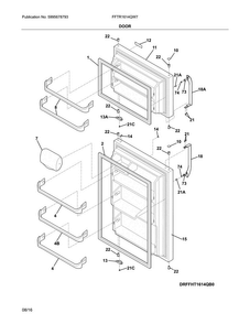 Door Diagram and Parts List for FFTR1614QW7  Frigidaire Refrigerator