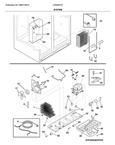System Diagram and Parts List for LFSS2612TF3  Frigidaire Refrigerator