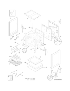 Body Diagram and Parts List for FFEF3003NWB  Frigidaire Range