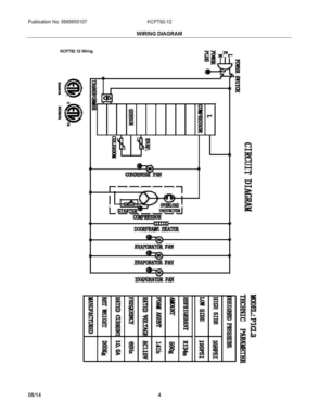 03 - WIRING DIAGRAM Diagram and Parts List for KCPT9212  Frigidaire Miscellaneous