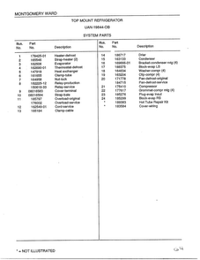 System Parts Page 2 Diagram and Parts List for 19844B  Frigidaire Refrigerator