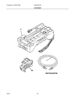 Ice Maker Diagram and Parts List for FGSS2635TFA  Frigidaire Refrigerator