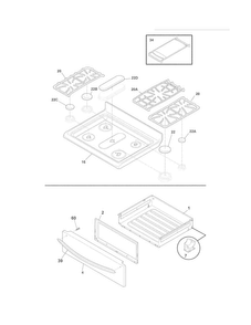Top/drawer Diagram and Parts List for BGGF3042KFR  Frigidaire Range
