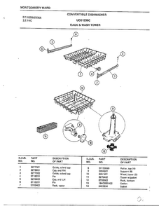 Rack & Wash Tower Diagram and Parts List for 1236C  Frigidaire Dishwasher