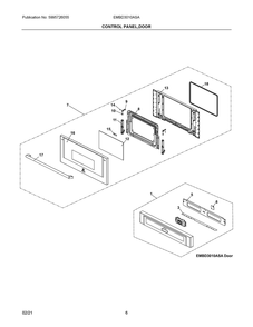 Control Panel, Door Diagram and Parts List for EMBD3010ASA  Frigidaire Microwave