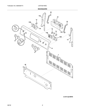 03 - BACKGUARD Diagram and Parts List for LEEF3021MSC  Frigidaire Range