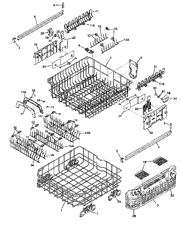RACKS Diagram and Parts List for EIDW6105GS1  Electrolux Dishwasher