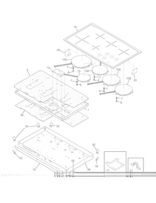 Main Top/surface Units Diagram and Parts List for EW36IC60LB1  Electrolux Cooktop