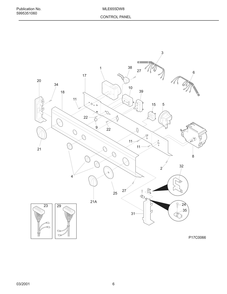 Control Panel Diagram and Parts List for MLE655DW8  Frigidaire Dryer