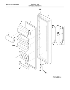 Fresh Food Door Diagram and Parts List for FFSC2323LSDA  Frigidaire Refrigerator