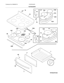 Top/drawer Diagram and Parts List for FGIF3061NFE  Frigidaire Range