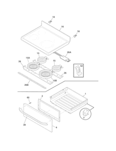 Top/drawer Diagram and Parts List for FFEF3018LSD  Frigidaire Range