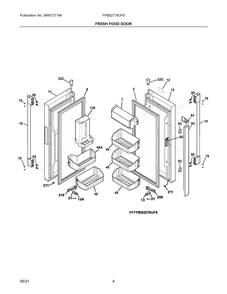 Fresh Food Door Diagram and Parts List for FPBS2778UF9  Frigidaire Refrigerator