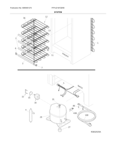 System Diagram and Parts List for FFFU21M1QWB  Frigidaire Freezer