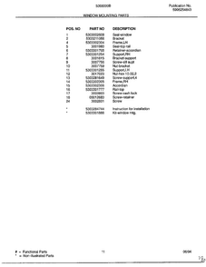 Window Mounting Parts Page 2 Diagram and Parts List for 5368000B  Frigidaire Air Conditioner