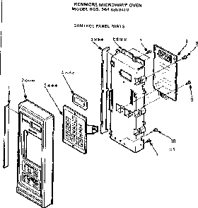 Control Panel Parts Diagram and Parts List for 5648858410  Kenmore Microwave