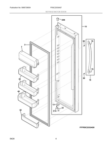 Refrigerator Door Diagram and Parts List for FRSC2333AS7  Frigidaire Refrigerator