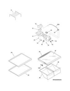 Shelves Diagram and Parts List for NFTR18X4LBG  Frigidaire Refrigerator
