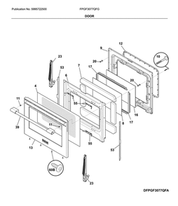 Door Diagram and Parts List for FPGF3077QFG  Frigidaire Range