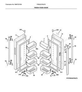 Fresh Food Door Diagram and Parts List for FPBG2278UF5  Frigidaire Refrigerator
