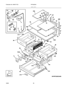 Shelves Diagram and Parts List for FRFS2823AD5  Frigidaire Refrigerator