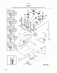 Burner Diagram and Parts List for 79074134314  Kenmore Range