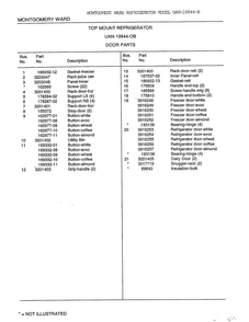 Door Parts Page 2 Diagram and Parts List for 19844B  Frigidaire Refrigerator