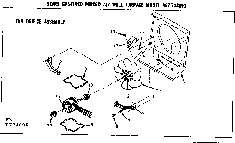 Fan orifice assembly Diagram and Parts List for 867734690  Frigidaire Furnace