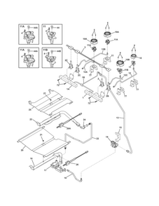 Burner Diagram and Parts List for FFGS3025PBA  Frigidaire Range