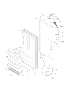 Door Diagram and Parts List for 25328722805  Kenmore Freezer