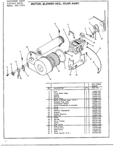 Motor,blower Housing,idler Assembly Diagram and Parts List for 7287A  Frigidaire Dryer