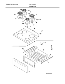 Top/Drawer Diagram and Parts List for FCRC3005AWC  Frigidaire Range