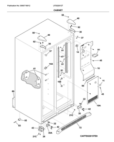 Cabinet Diagram and Parts List for LFSS2612TE3  Frigidaire Refrigerator