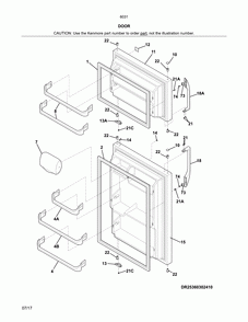 Door Diagram and Parts List for 25360312415  Kenmore Refrigerator