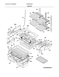 Shelves Diagram and Parts List for EI28BS80KS8A  Electrolux Refrigerator