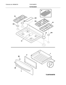 Top/drawer Diagram and Parts List for FGGF3058RFD  Frigidaire Range