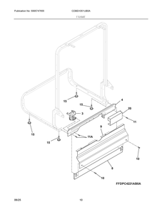 Frame Diagram and Parts List for CDBEH351UB0A  Frigidaire Dishwasher