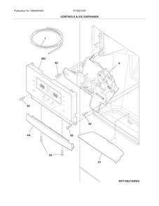 Controls & Ice Dispenser Diagram and Parts List for FFHB2740PPDA  Frigidaire Refrigerator