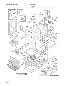 Body Diagram and Parts List for GCRE3060AFK  Electrolux Range